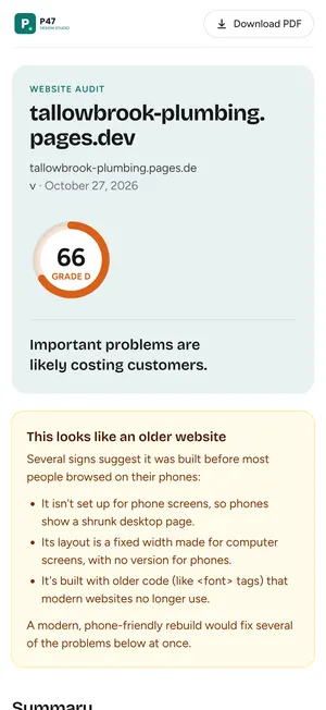 The same report on a phone